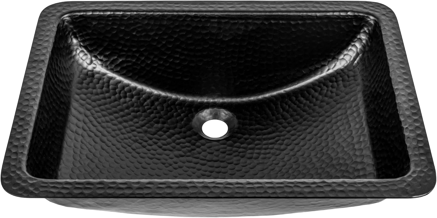 Monarch Abode Bathroom Sink – 21-Inch Venitian Dual Mount Undermount or Drop In Bathroom Sinks, Bathrooms Hand Hammered Matte Black Aluminum Vanity Sink for Countertop, Powder Room, Bath, or Restroom