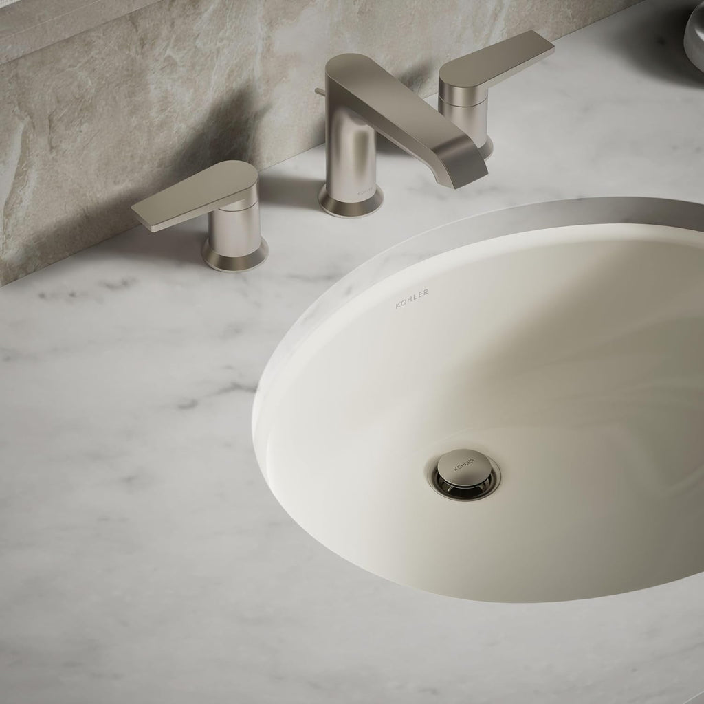 KOHLER 2210-96 Caxton Under-Mount Bathroom Sink, Include Overflow Drain, Fits 14' x17' Cutouts, Undermount Installation, Biscuit