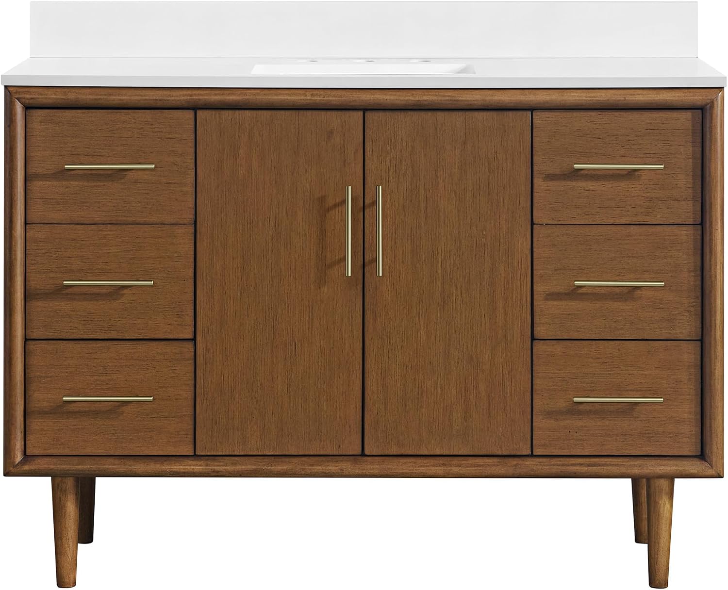 Miseno MV-N252-V48 Mertola 48' Free Standing Single Basin Vanity Set with Cabinet and Stone Composite Vanity Top - Dark Maplewood