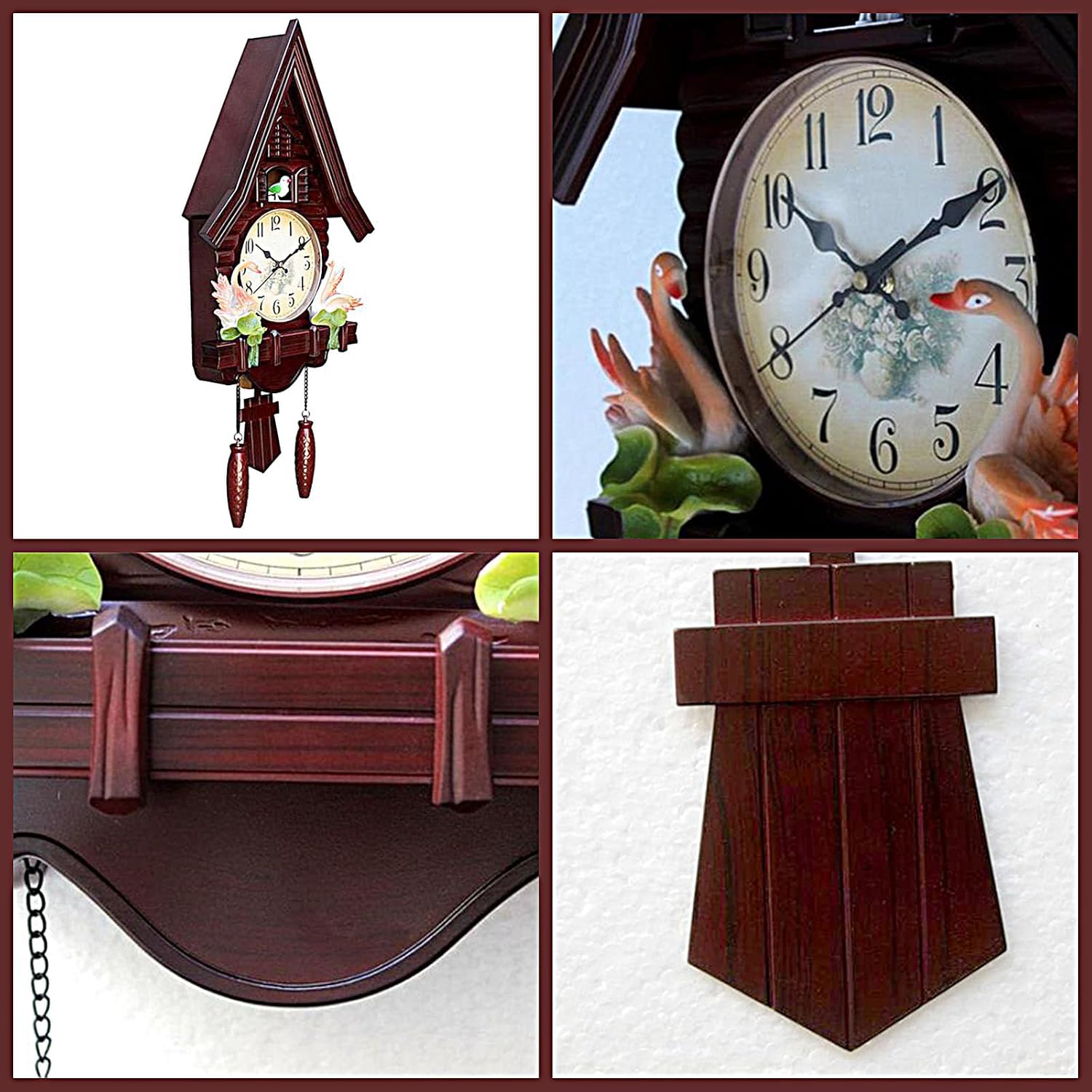 Cuckoo Clocks for Wall,Cuckoo Clocks,Wall Clock,Home Decor Wall Clock Traditional Cuckoo Clock Wall Decor Clock Vintage Cuckoo Clocks Office Decor Gift (Red Brown)