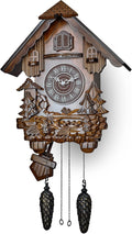 TIMEGEAR Cuckoo Clock with Quartz Movement and Automatic Night Mode (Cherry)