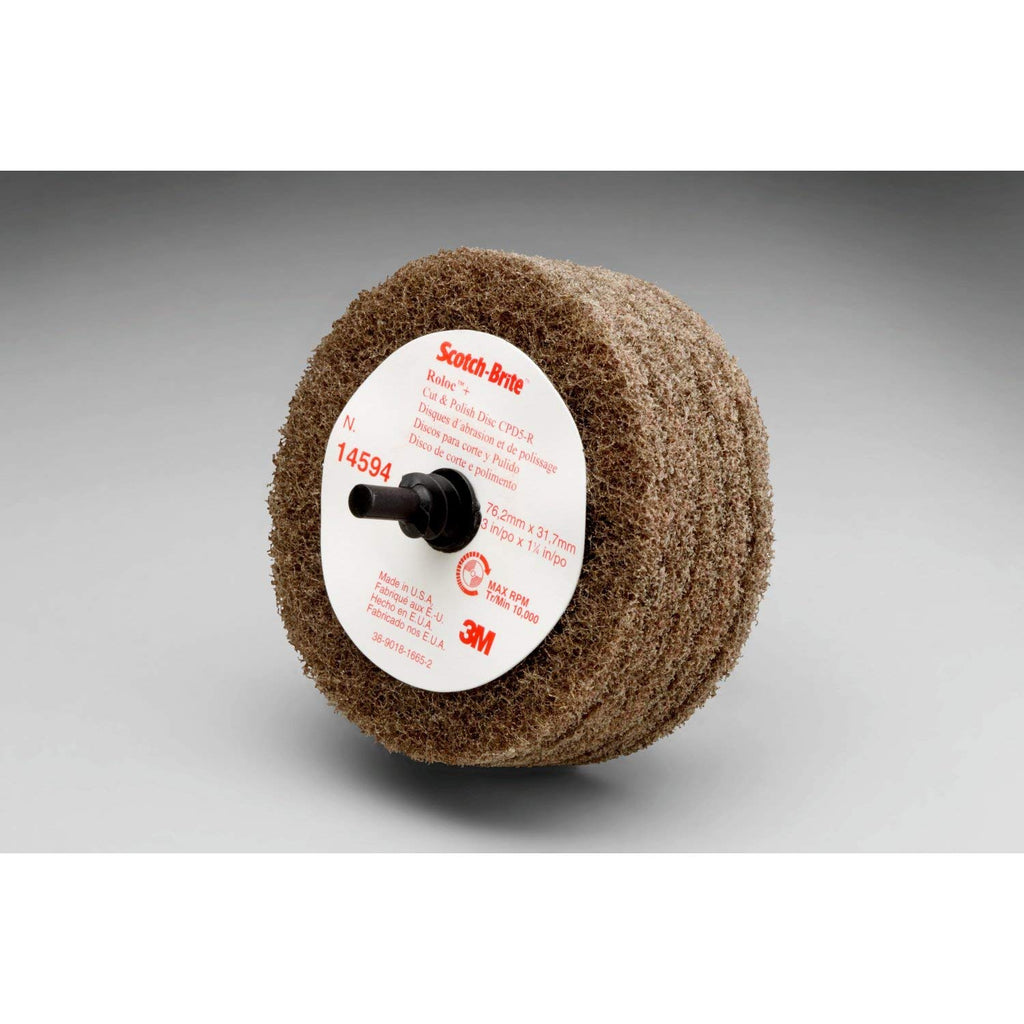 Scotch-Brite Roloc Cut and Polish Disc, D5, 3 in x 1-1/4 in A MED, 10 per case