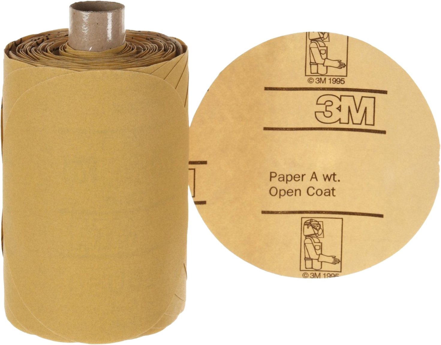 3M Stikit Gold Paper Disc Roll 216U, P150 A-weight, 6 in x NH, Die 600Z
