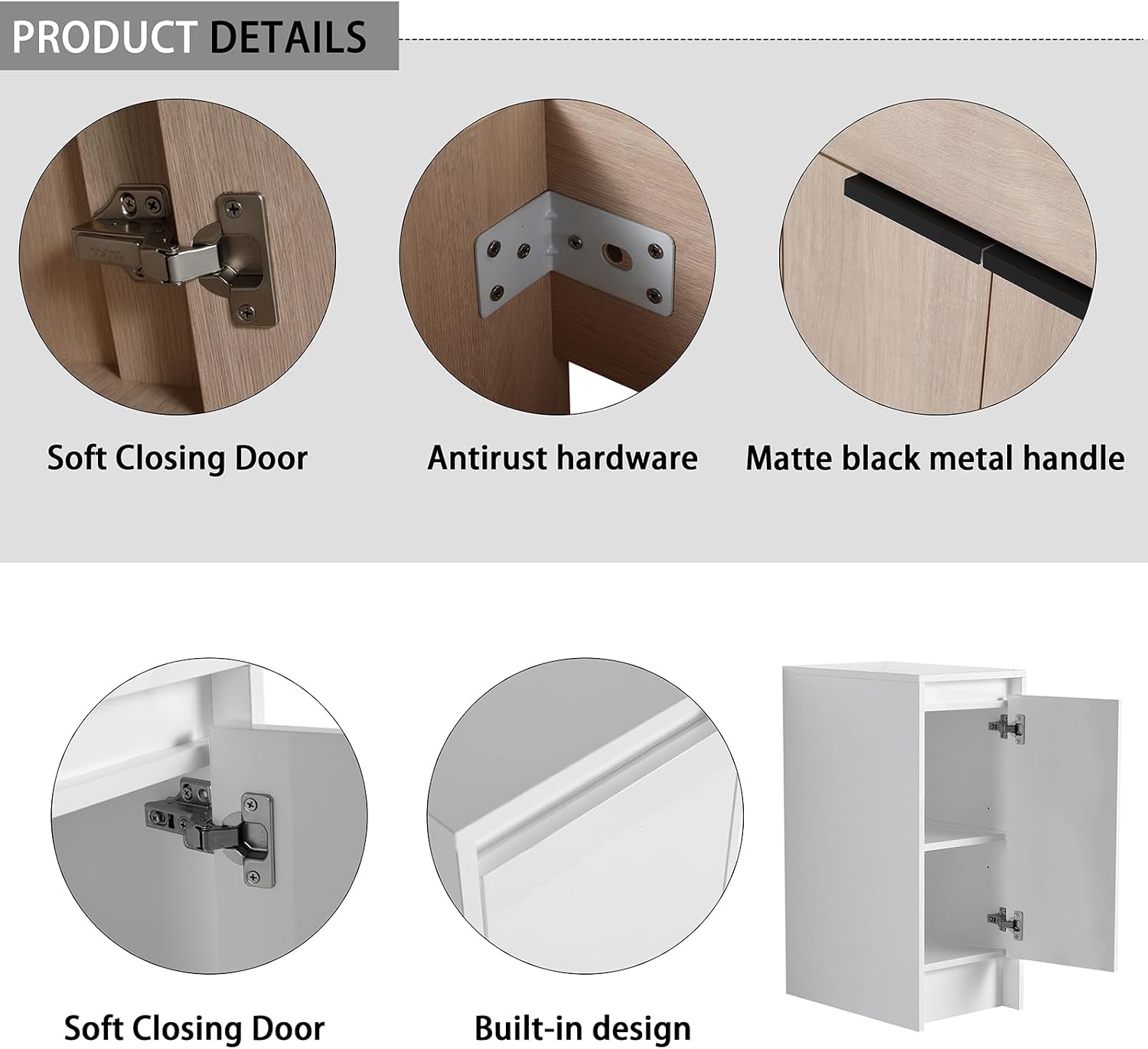 36 Inch Single Sink Bathroom Vanity Combo, Plywood Bathroom Vanity with Sink & Ceramic Top, Freestanding Bathroom Vanity Set with Storage Cabinets and Soft Closing Door