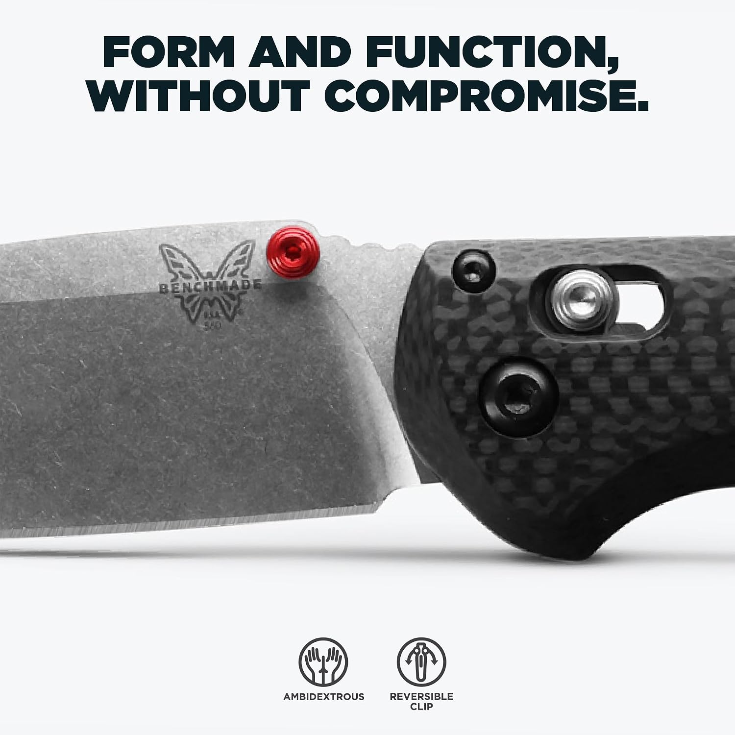 Benchmade - Freek Outdoor EDC Knife, Drop-Point Blade with Carbon Fiber Handle (560-03)