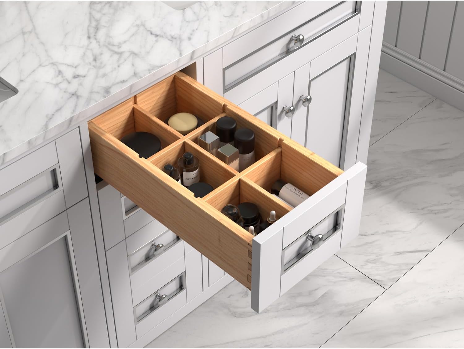 Legion Furniture White Vanity Sink Cabinet with Carrara Top - 30', 36', 60', 72' Sizes White/60