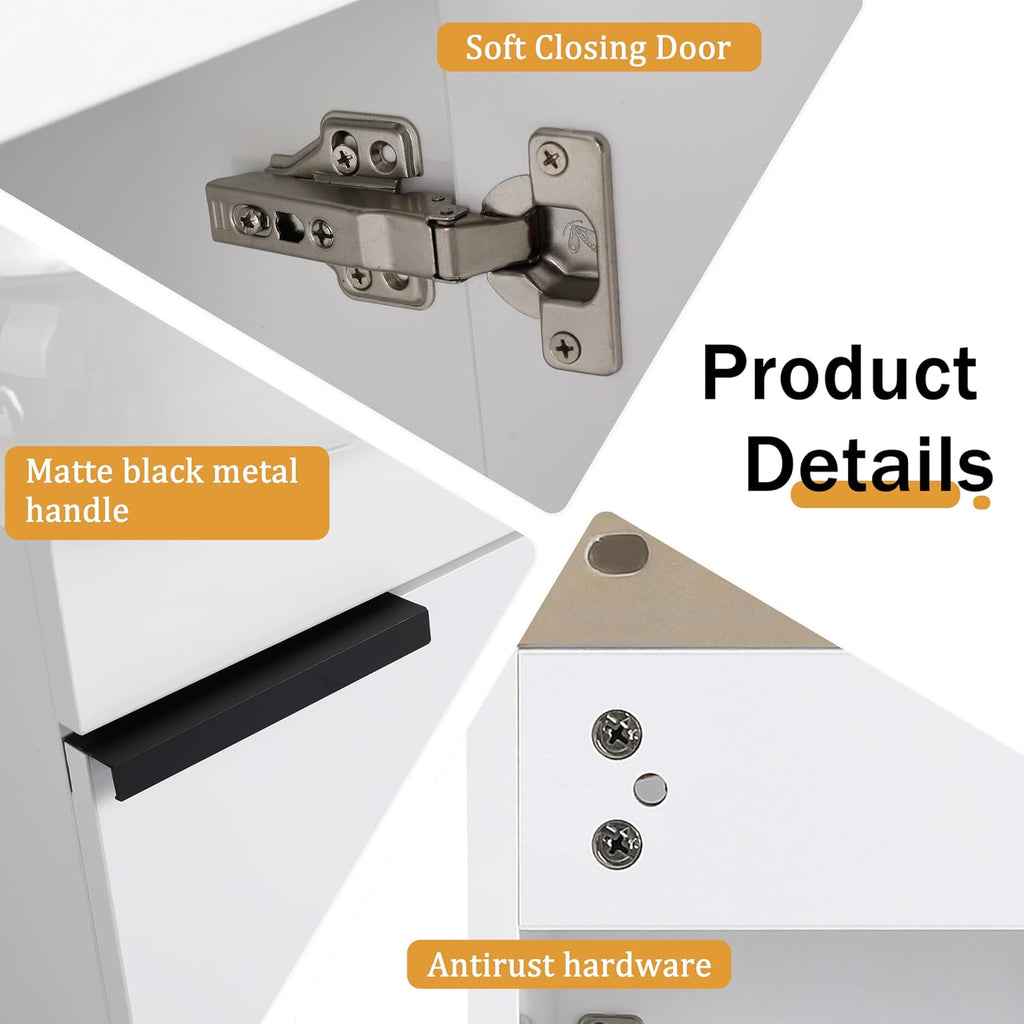 Malwee 16 Inch Floating Bathroom Vanity with Sink, 16'' Wall Mounted Single Sink Bathroom Vanity Combo, Modern White Cabinet Set with 1 Soft Close Door and Ceramics Basin Top,MAF02916-GWH