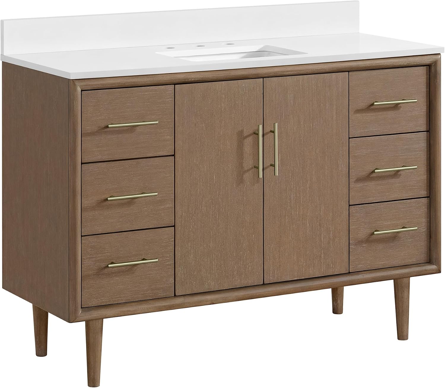 Miseno MV-N252-V48 Mertola 48' Free Standing Single Basin Vanity Set with Cabinet and Stone Composite Vanity Top - Dark Maplewood