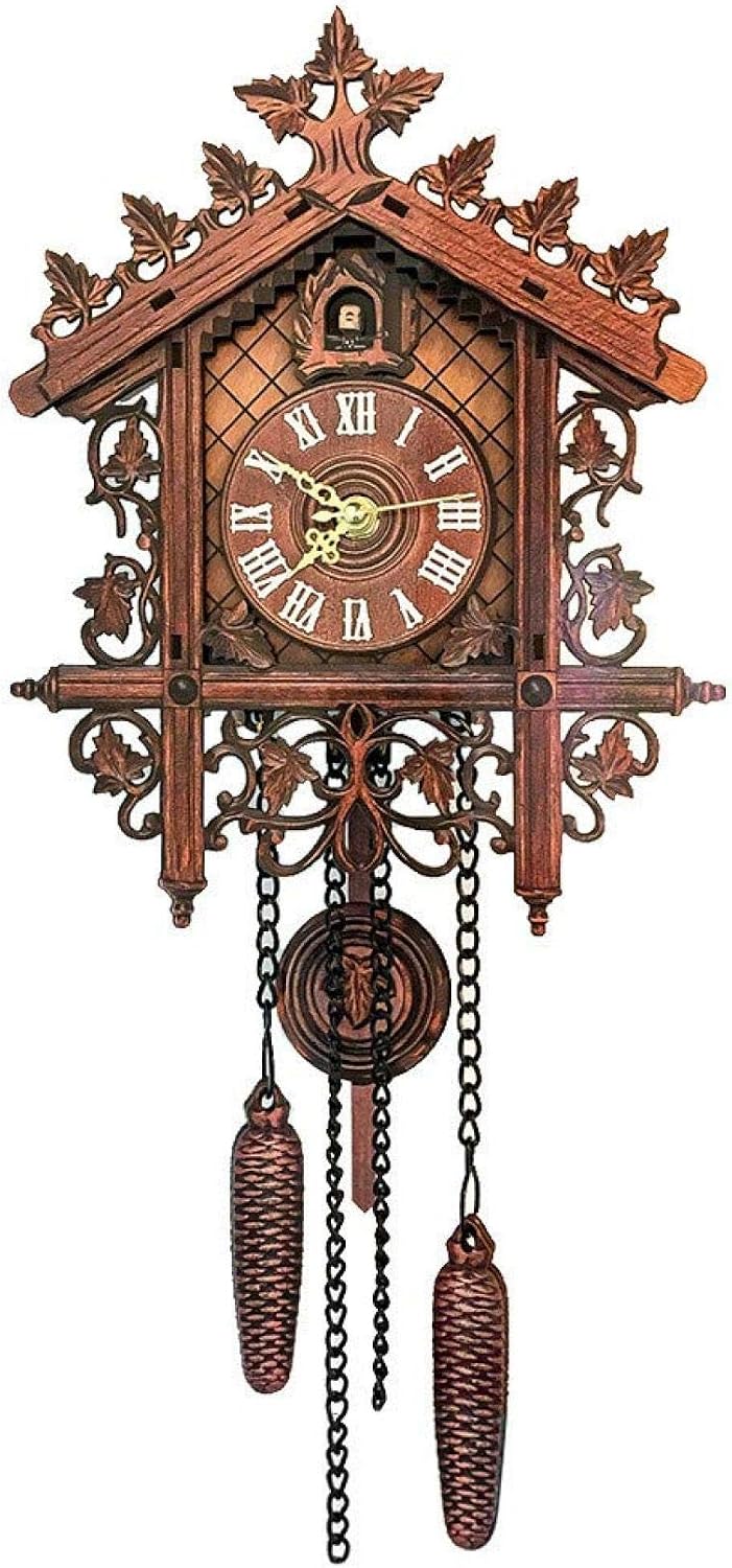Forest Hand-Carved Cuckoo Clock, Multi Scenario Application Quartz Pendulum Wall Clock, House Home Decor Hotel and Classroom Movable Bird Home Decor