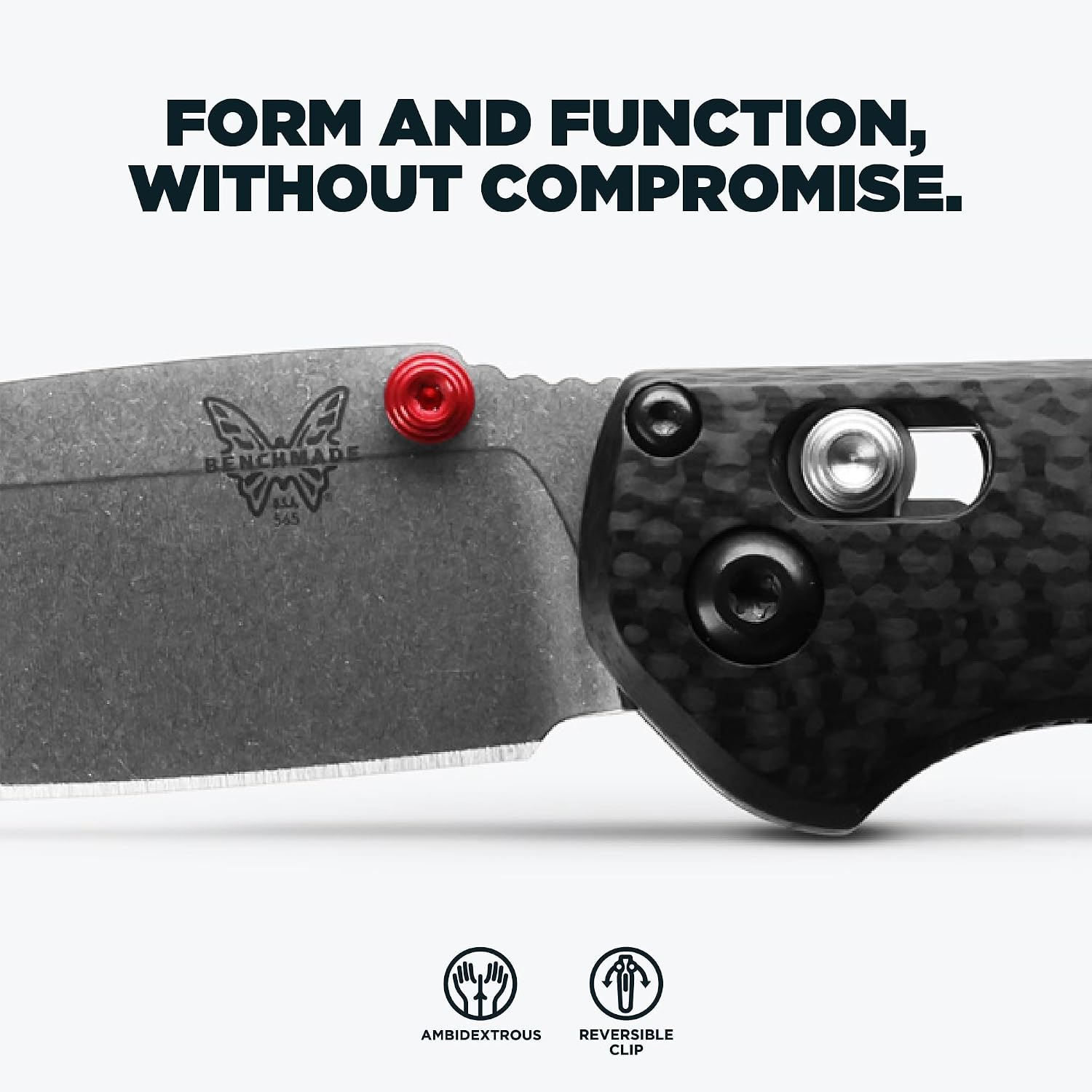 Benchmade - Mini Freek Outdoor EDC Knife, Drop-Point Blade with Black Carbon Fiber Handle (565-1)