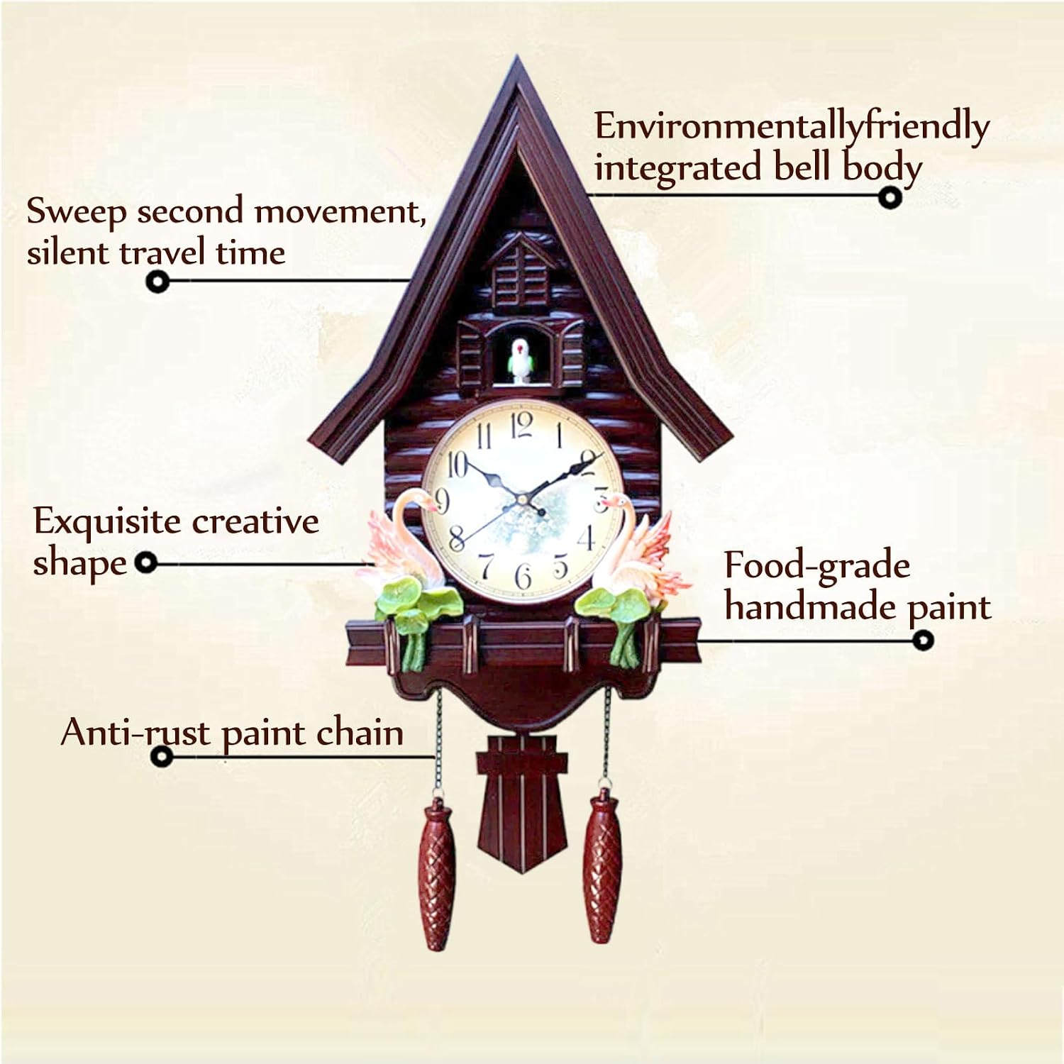 Cuckoo Clocks for Wall,Cuckoo Clocks,Wall Clock,Home Decor Wall Clock Traditional Cuckoo Clock Wall Decor Clock Vintage Cuckoo Clocks Office Decor Gift (Red Brown)