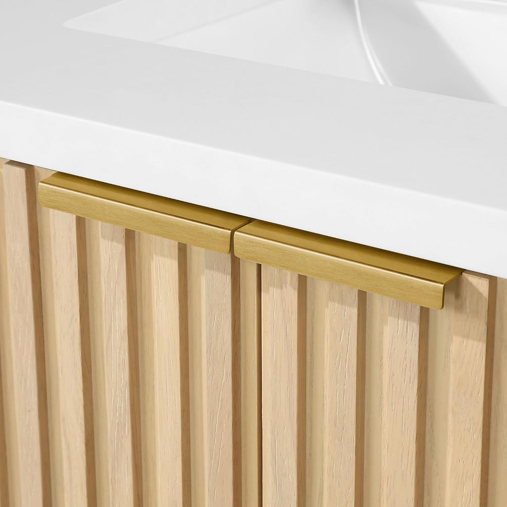OVE Decors Indy 24 in. Undermount Single Sink Bathroom Vanity with White Engineered Marble Top, Rustic Ash
