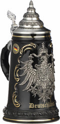 German Beer Stein black Deutschland pewter eagle Stein 0.5 liter tankard, beer mug KI 415-SZA 0,5L Deutschland by ISDD Cuckoo Clocks