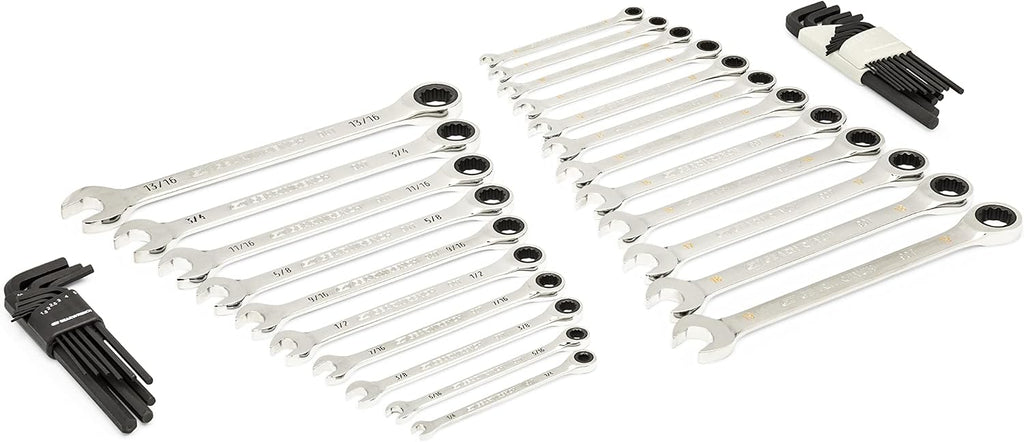 GEARWRENCH 44 Piece 90-Tooth SAE/Metric Ratcheting Wrench and Hex Key Set - 86528