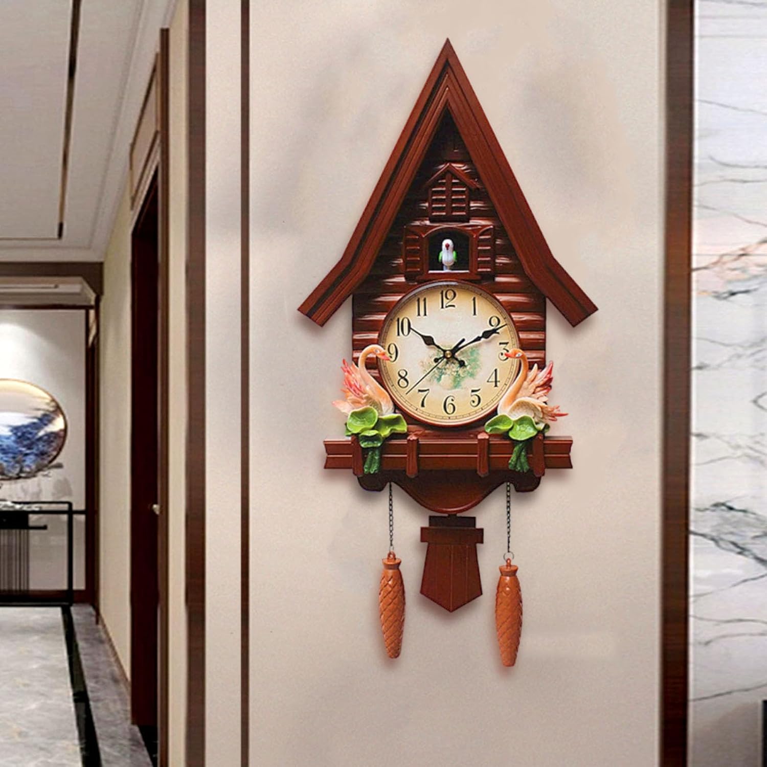 Cuckoo Clocks for Wall,Cuckoo Clocks,Wall Clock,Home Decor Wall Clock Traditional Cuckoo Clock Wall Decor Clock Vintage Cuckoo Clocks Office Decor Gift (Brown)