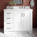 ARIEL Taylor 42-inch Bathroom Vanity with Sink,Solid Wood, 1.5-inch Pure White Quartz Countertop, Single Rectangular Porcelain Sink, Soft Closing Doors, Dovetail Drawers, White