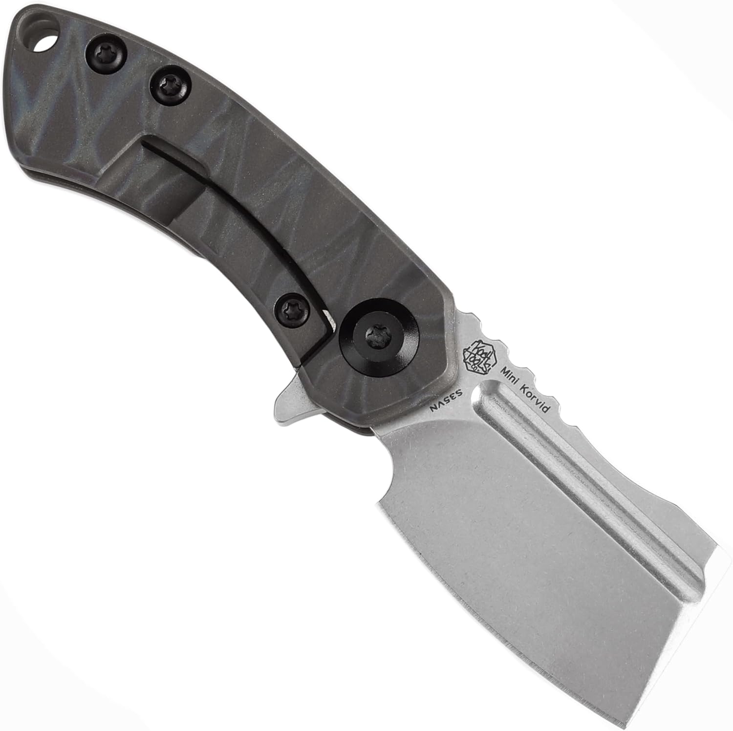 KANSEPT Mini Korvid Pocket Folding Knives EDC Camping Knife 1.45'' Stonewashed CPM S35VN Blade Small Pocket Knife with Tiger Stripe Flamed Titanium Handle for Men Women Everyday Carry K3030A9