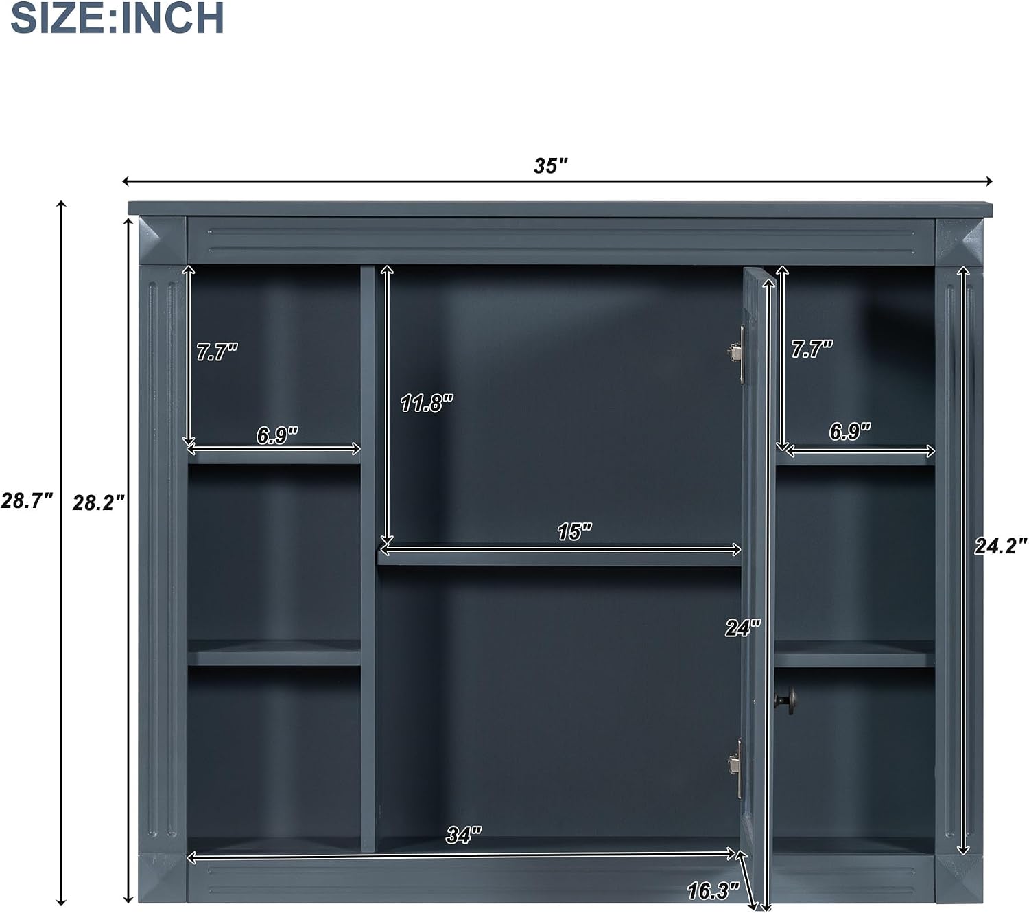 Merax Modern 36 Inch Wall Mounted Bathroom Cabinet with High Definition Mirror
