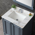 37 in Vanity Top with Sink, Marble Bathroom Vanity Top with 4' Backsplash, Pre-Drilled Faucet Single Holes, Undermount Rectangular Middle Sink, Sintered Stone Vanity Tops (Cabinet Not Included)