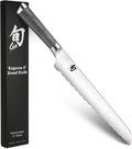 Shun Cutlery Kagerou Bread Knife 9 Inch, Long Sharp Serrations Glide Through Bread, Ideal for Cakes and Pastries, Authentic, Handcrafted, Japanese Serrated Kitchen Knife