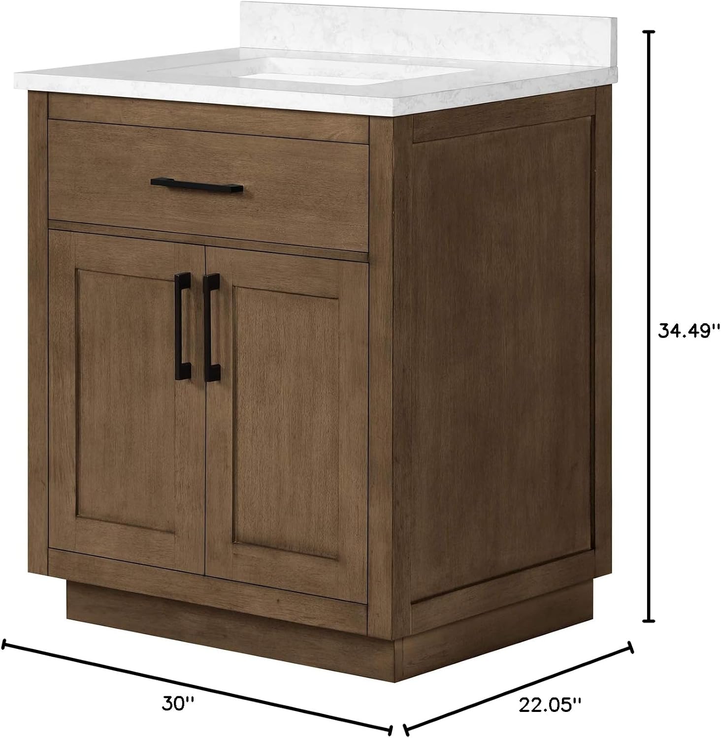 OVE Decors Athea 30' Single Undermount Sink Bathroom Vanity with Cultured Marble Countertop and Backsplash in Almond Latte Finish