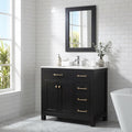 36 inch Bathroom Vanity with Sink Countertop Mirror Faucet Modern Black | Freestanding bathroom vanity cabinet, ceramic single sink combo