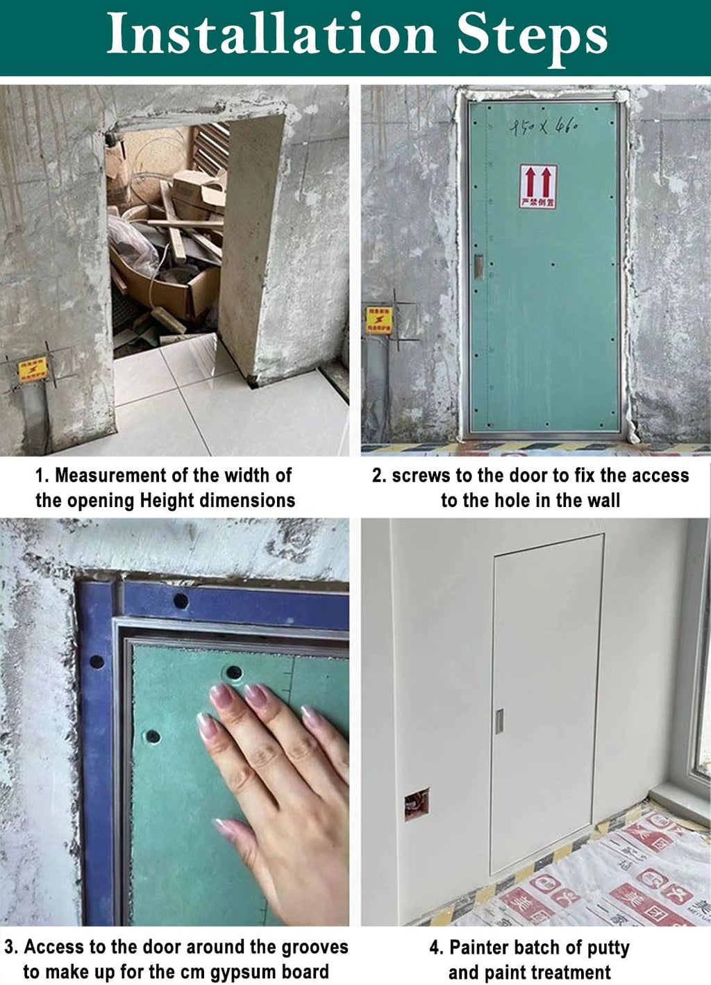 Double Access Door 30 32 36 40 Inch Width, Paintable Plasterboard Access Panel for Plumbing, Wiring, and Cables, Wall Hole Cover Inspection Hatch(22x19in/56x48cm)