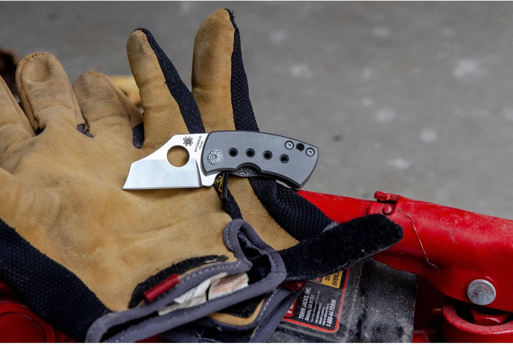 Spyderco McBee Specialty Folding Utility Pocket Knife with 1.52' CTS XHP Stainless Steel Blade and Premium Titanium Handle - PlainEdge - C236TIP
