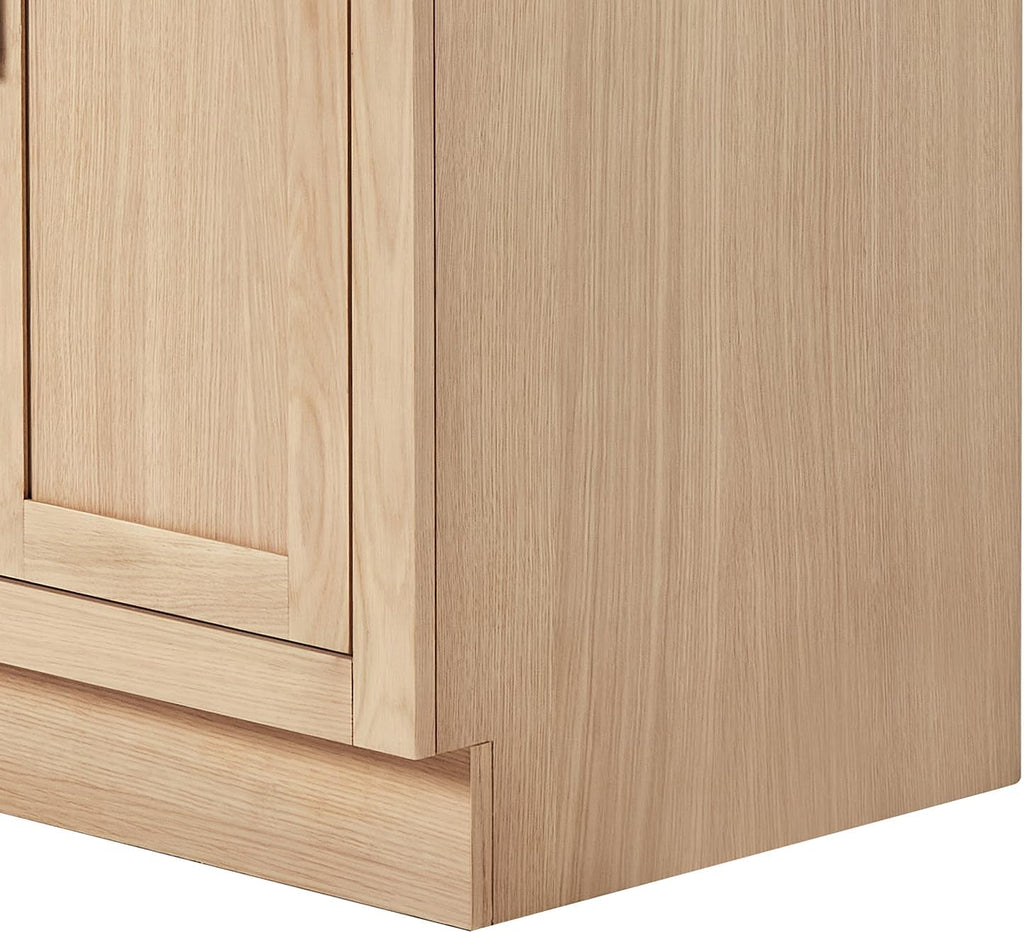 ARIEL Hepburn 30-inch Bathroom Vanity with Sink,Solid Wood, 1.5-inch Pure White Quartz Countertop & Backsplash, Single Oval Porcelain Sink, 2 Soft Closing Doors, 1 Dovetail Drawers, White Oak