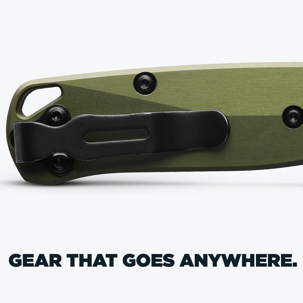 Benchmade - Mini Bugout, Outdoor, EDC Folding Knife, Drop-Point Blade with Woodland Green Aluminum Handle (533SL-10)