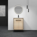 24 Inch Bathroom Vanity with Sink, Freestanding Single Sink Bathroom Vanity with Soft Closed Doors, Integrated Sink, Engineered Wood Bathroom Sink Vanity (Oak)