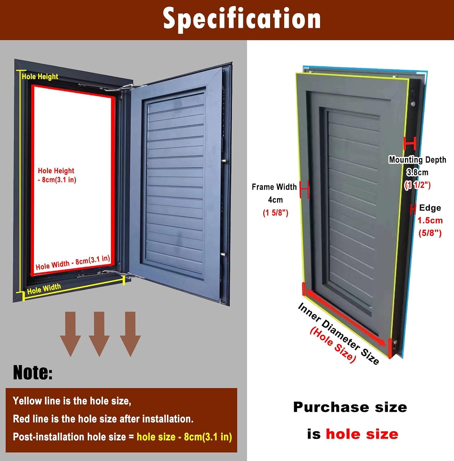 HVAC Access Door 12–40 in Customizable, Flush Mount Access Hatch Panel for Electrical Wiring/Plumbing/Loft, Indoor Outdoor Wall Hole Cover(12x16in(30x41cm))