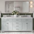 DKB Alenza 72 Inch Bathroom Vanity Double Sink — Grey Bathroom Vanity with Sink, 1.5' Edge Italian Carrara Marble Countertop & Backsplash, 4 Soft-Close Doors, 4 Dovetail Drawers