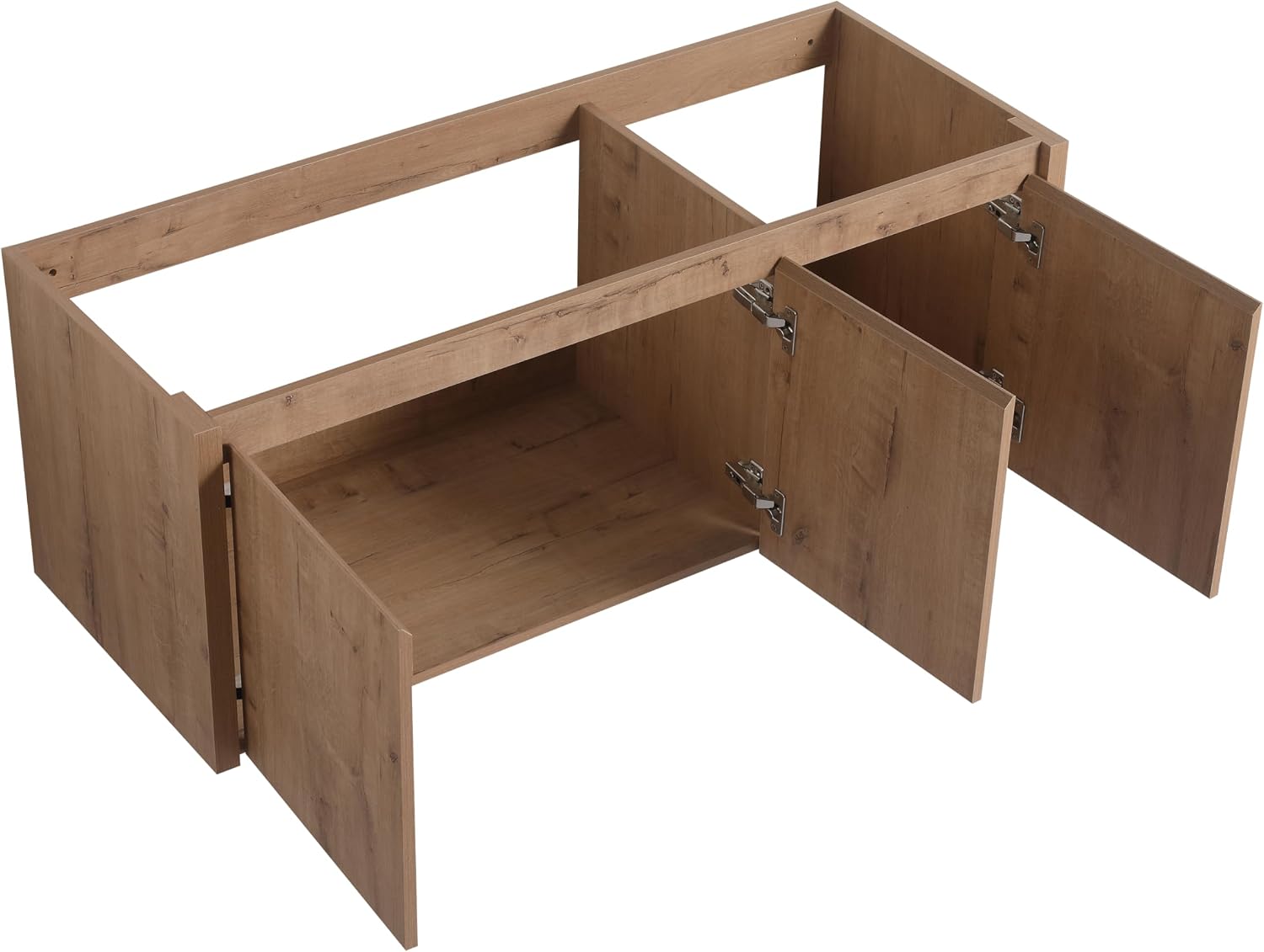 48' Floating Bathroom Vanity,48 Inch Bathroom Vanity Without Top Sink,Modern Floating Vanity Cabinet,Brown Wall Mounted Cabinet with Soft Closing Doors,Plywood(Sink Basin Not Included)