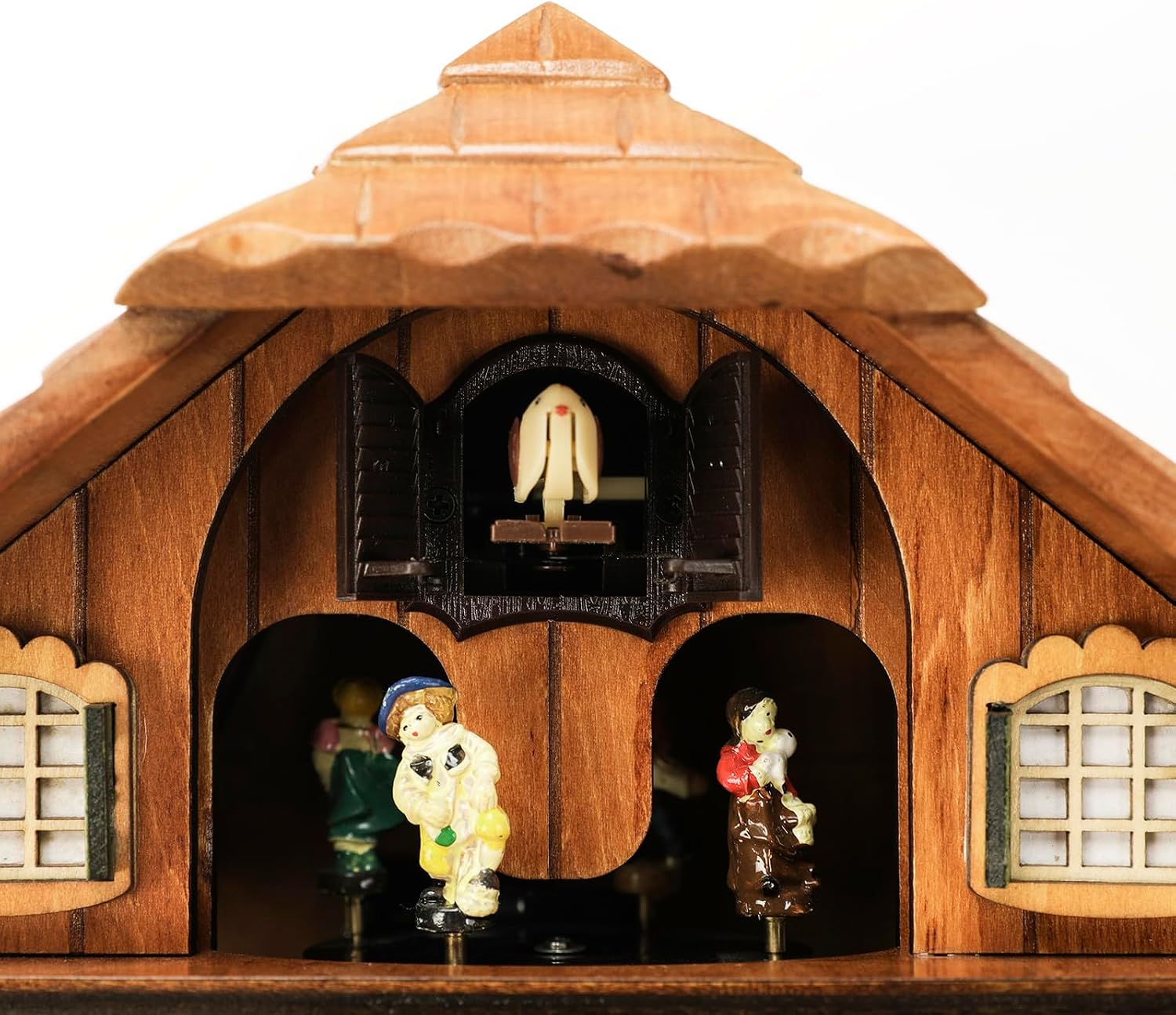 Musical Cuckoo Clock with Rotating Dancer Stage - 12 Melodies, Volume Control & Night Mode, Germany Style Black Forest Wall Clock for Home Decor Gift,Gifts for Family
