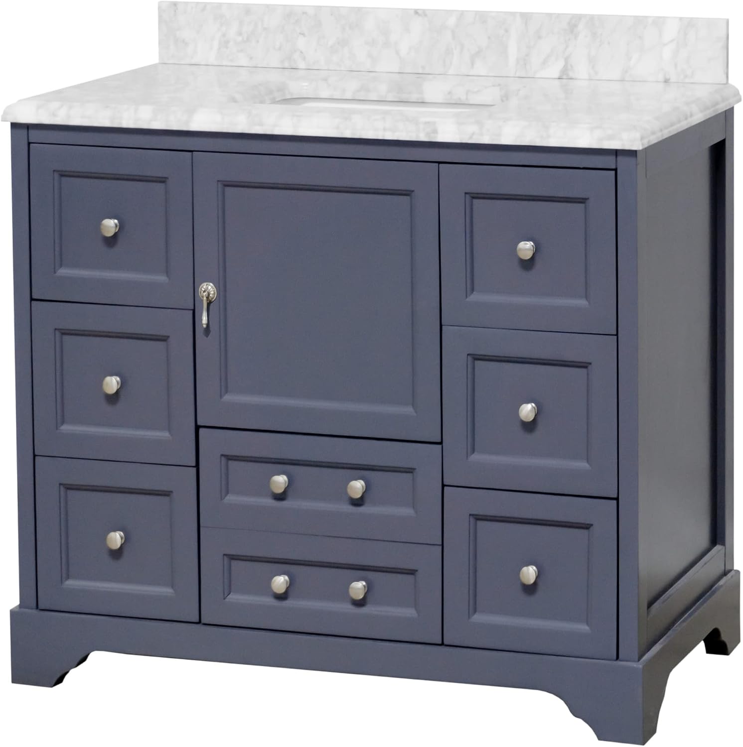 Kitchen Bath Collection Madison 42-inch Bathroom Vanity (Carrara/Marine Gray): Includes Marine Gray Cabinet with Authentic Italian Carrara Marble Countertop and White Ceramic Sink