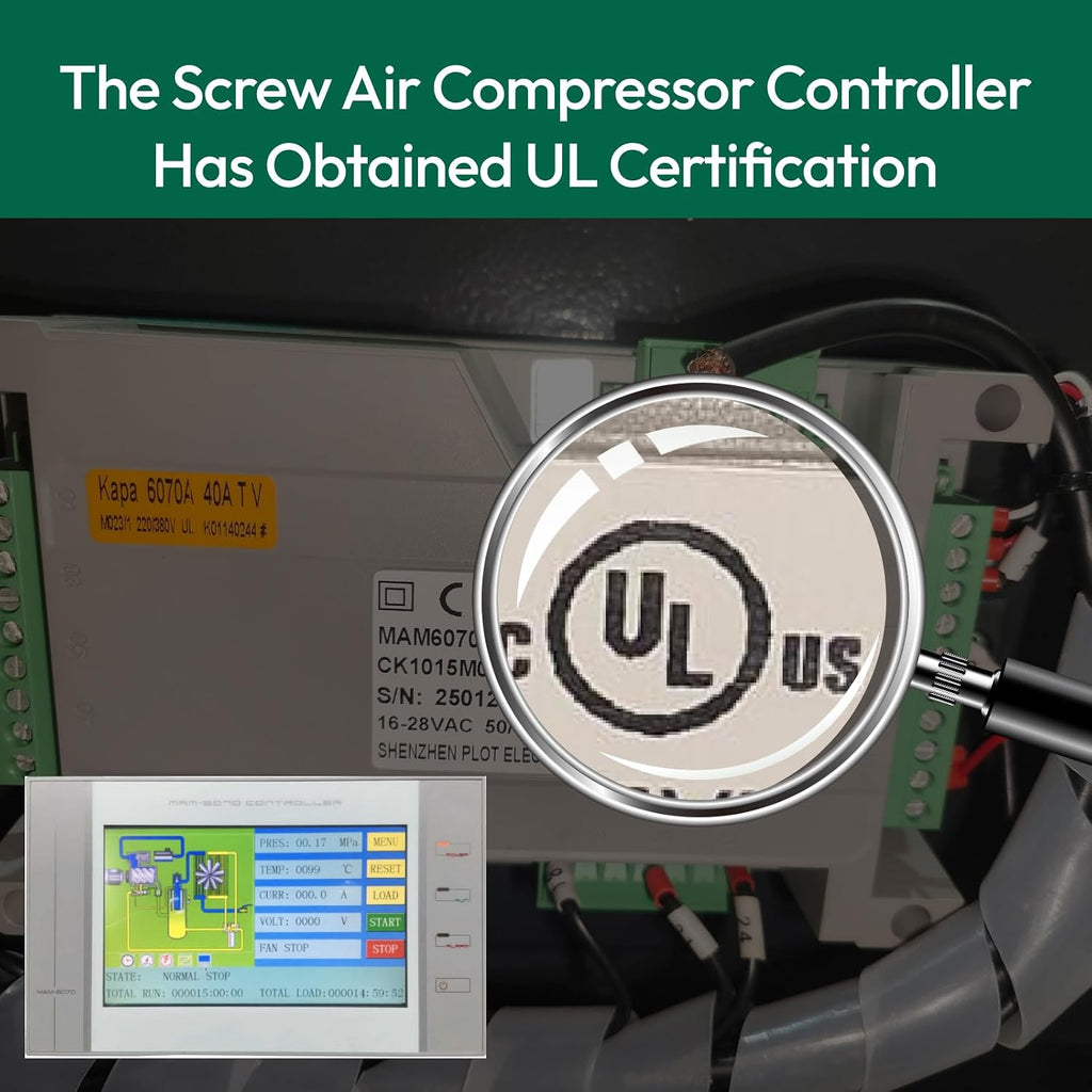20HP Rotary Screw Air Compressor – 80 CFM, 116 PSI, 230V 3-Phase | Industrial Air Compressor System ASME UL