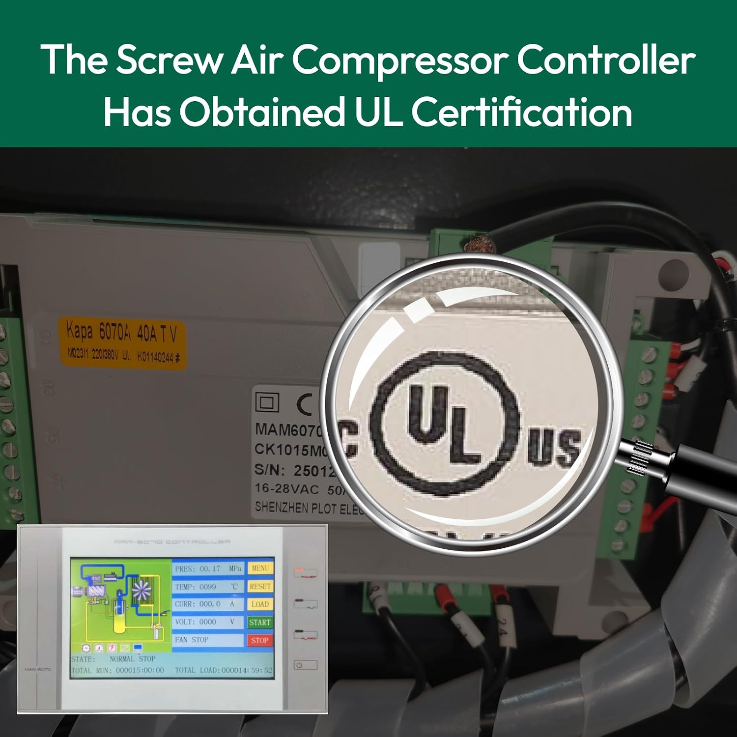 20HP Rotary Screw Air Compressor – 80 CFM, 116 PSI, 230V 3-Phase | Industrial Air Compressor System ASME UL