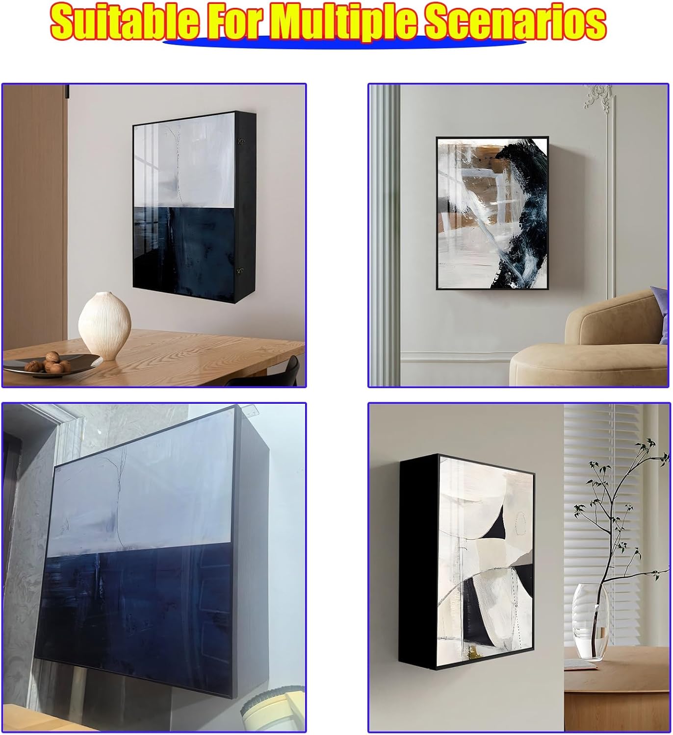 Large Fuse Box Cover Cabinet Decor, Wall Mounted Electrical Panel Cover with Screws, Wood Electric Panel Cover for Indoor, Aluminum Frame(L-Flip Lid W 14cm,60x80cm/23.6x31.5in)