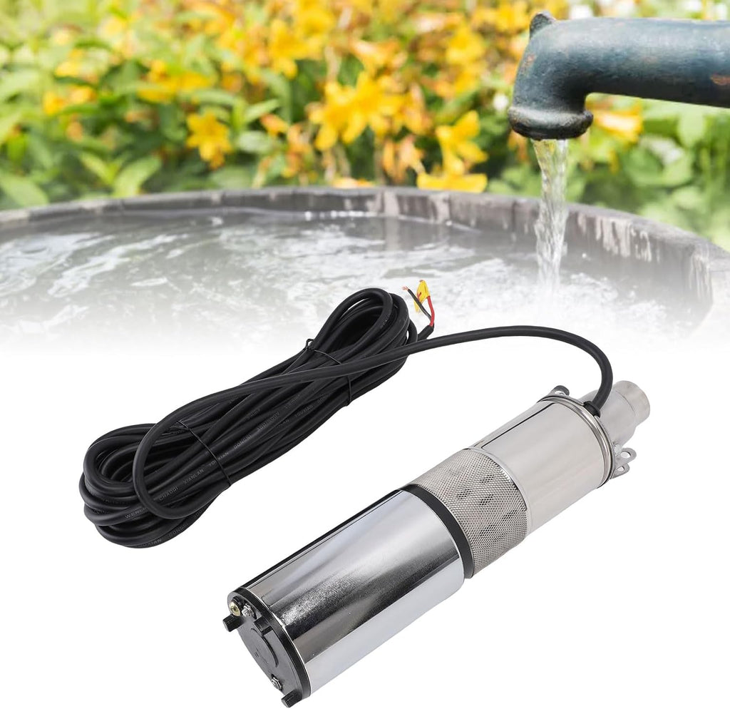 FLEXMAN 24V 260W Deep Well Submersible Pump, 131Ft Head 1 Inch Outlet Solar Stainless Steel Screw Pump with 10 Meter Power Cord for Irrigation Garden