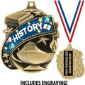 History Medals - 1 1/2' Gold History Medal, Great Academic Awards with Custom Engraving Prime