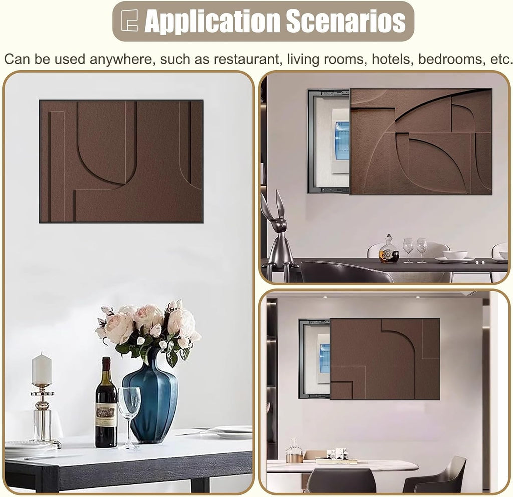 Art Tan Breaker Box Cover with Screws, Decorative Electrical Panel Cover Horizontal, Metal Frame Electricity Meter Box Cover for Laundry Room(F,70x50cm(27 1/2x19 3/4in))