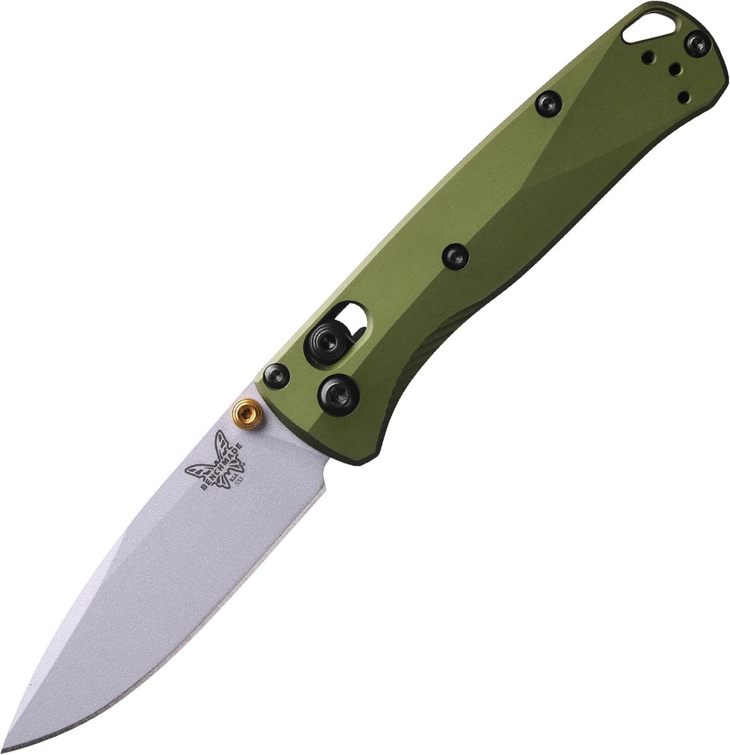 Benchmade - Mini Bugout, Outdoor, EDC Folding Knife, Drop-Point Blade with Woodland Green Aluminum Handle (533SL-10)