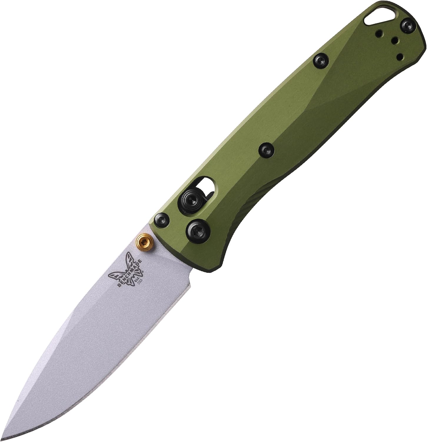 Benchmade - Mini Bugout, Outdoor, EDC Folding Knife, Drop-Point Blade with Woodland Green Aluminum Handle (533SL-10)