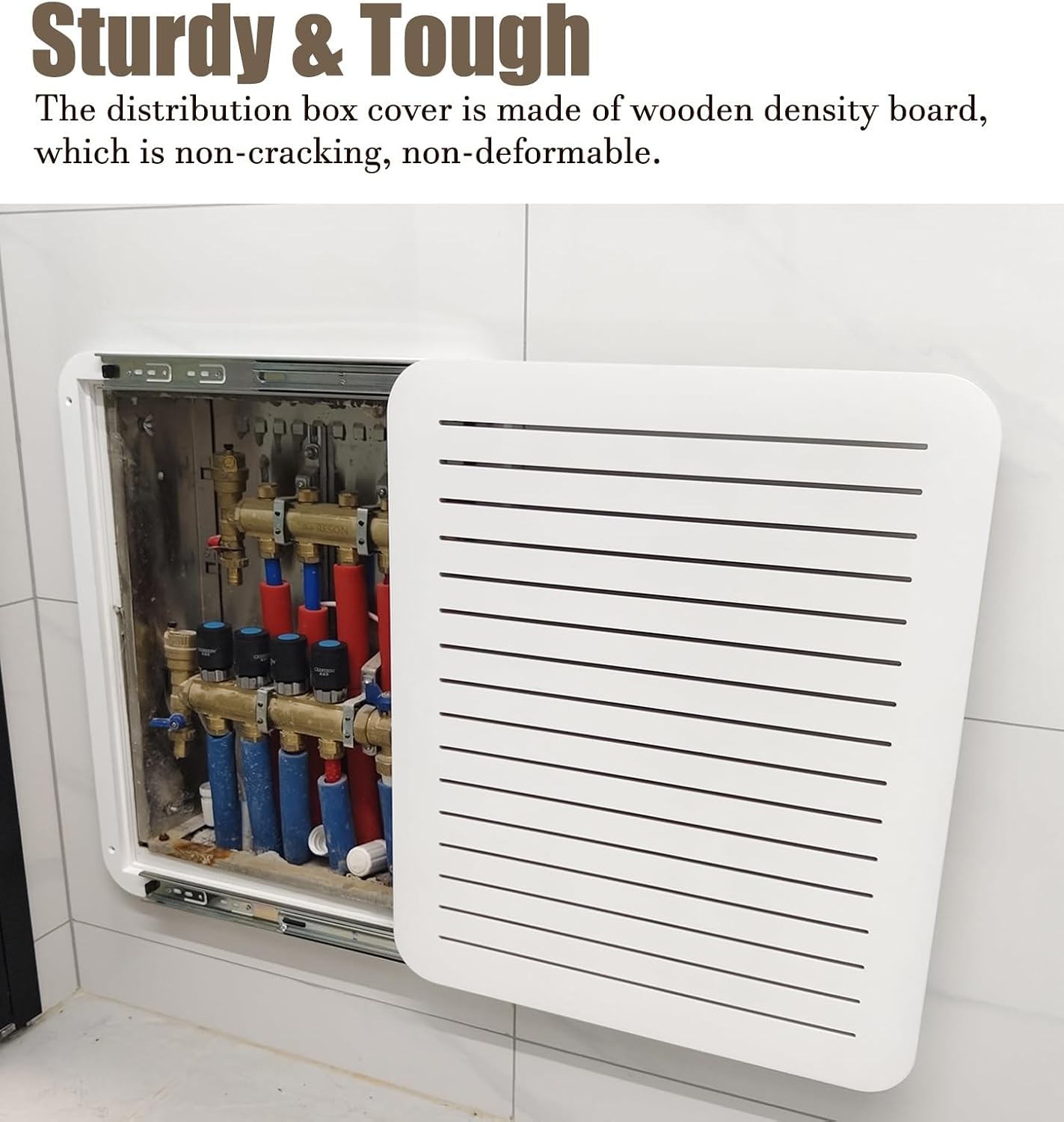 Electrical Panel Cover Modern Circuit Breaker Box Cover White, Electrical Panel Cover Decorative Farmhouse, Shutter Distribution Cover with Screws & Traceless Nails(Large)