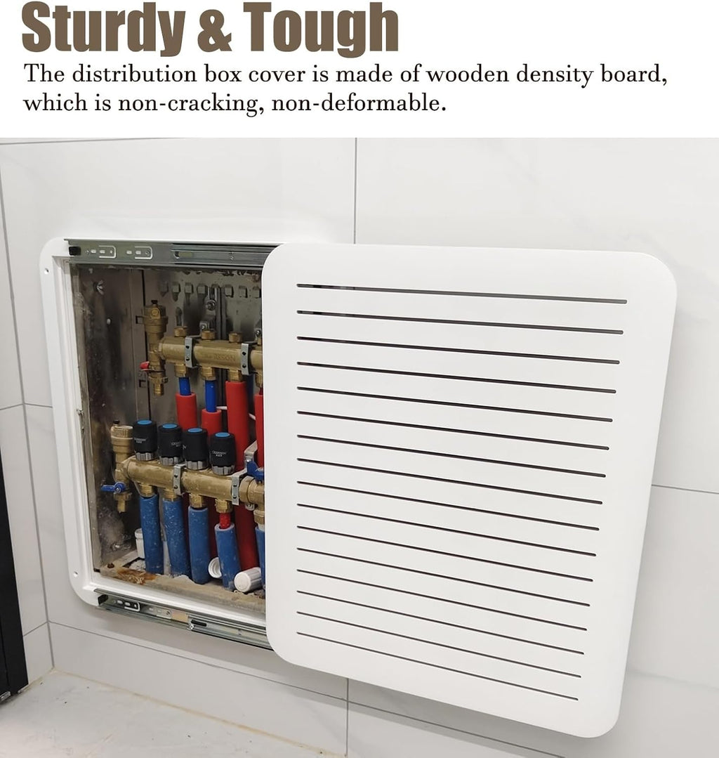 Electrical Panel Cover Modern Circuit Breaker Box Cover White, Electrical Panel Cover Decorative Farmhouse, Shutter Distribution Cover with Screws & Traceless Nails(Small)