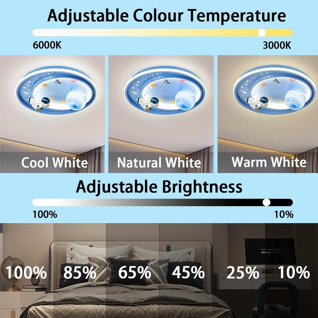 LED Ceiling Light Dimmable with Remote Control Cartoon Unicorn Modern Round Ceiling Light 62W for Boys, Girls Bedroom and Living Room Baby Room