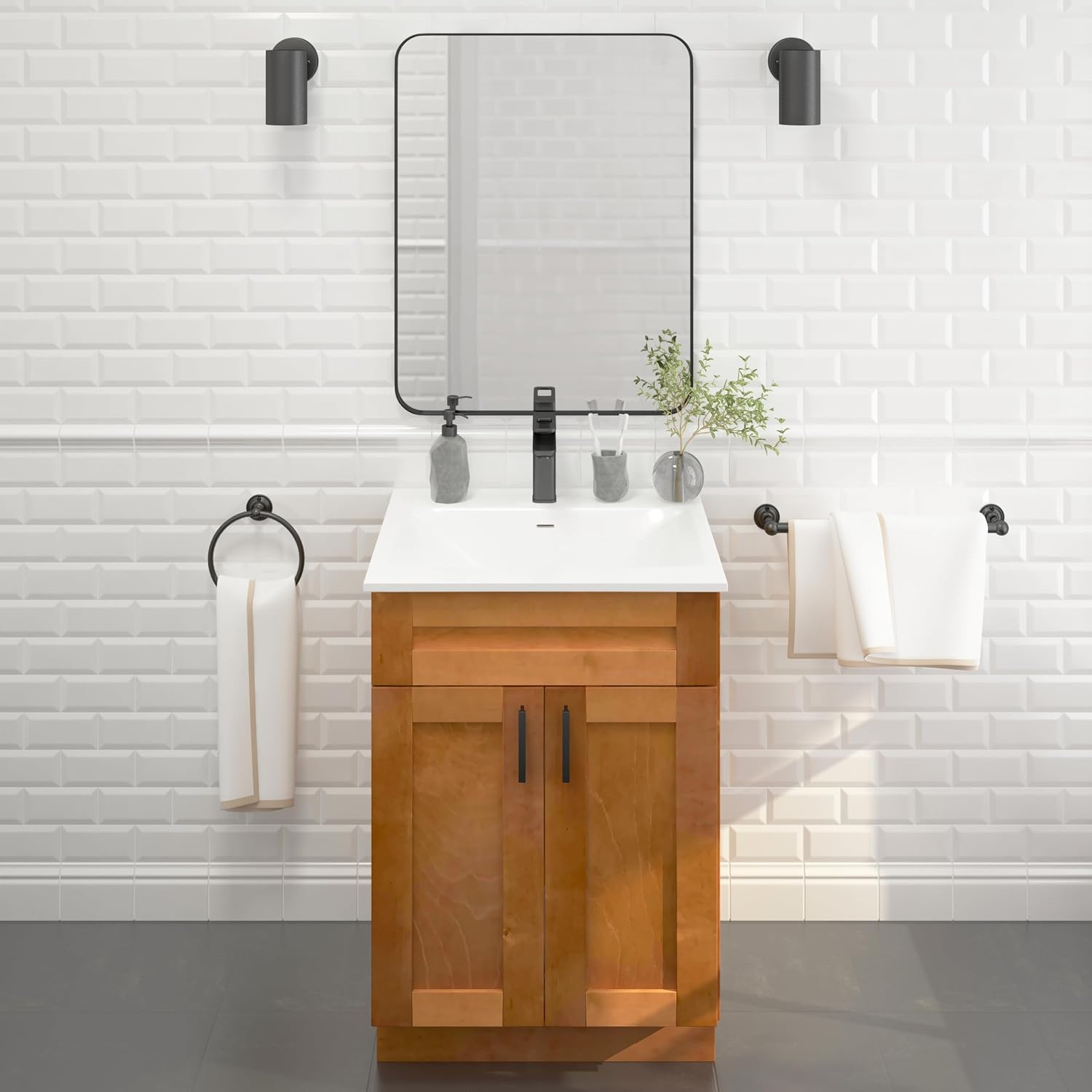 Maple Shaker Sink Base Bathroom Vanity 24'/30'/36' Width (24' Width)