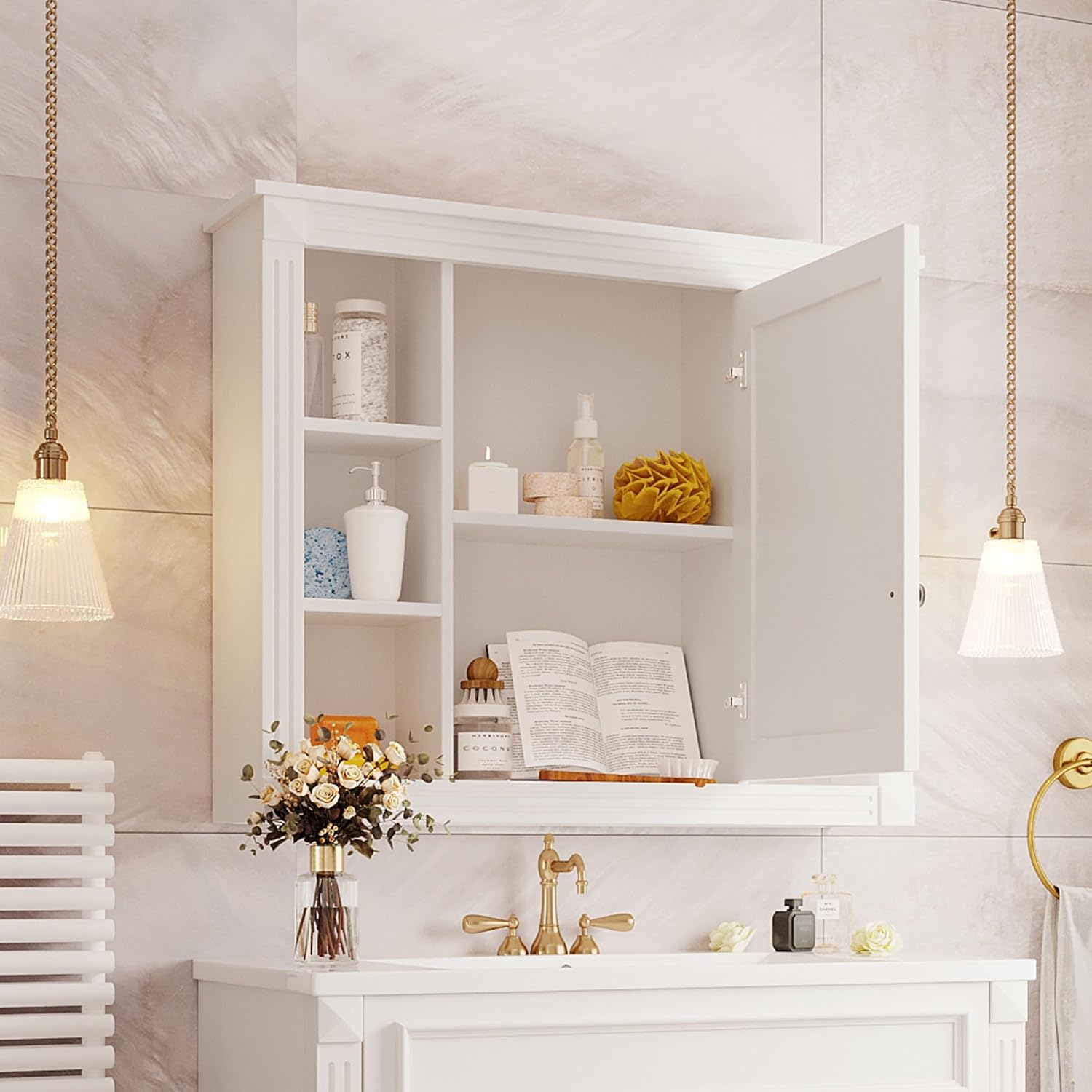 Merax Modern Mirror Cabinet - 36 Inch Wall Mounted Mirror for Small Bathrooms