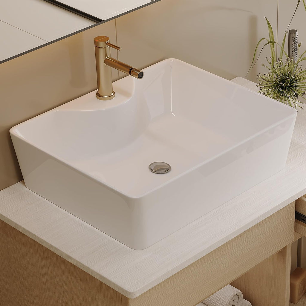 32' Floating Bathroom Vanity with Single Sink, Modern Wall Mounted Bathroom Vanities with Above Ceramic Basin, Wood Bathroom Vanity Cabinet with 1 Drawers and 2 Storage Cabinets, Natural